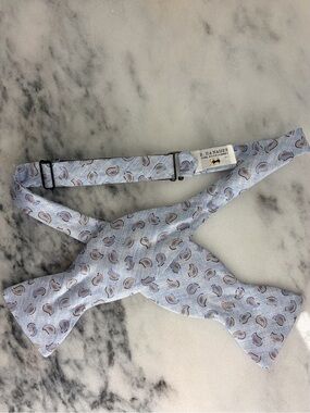 R. Hanauer Light Blue Silk Paisley Self-Tie Bow Tie